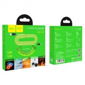 hoco x21 plus fluorescent silicone charging data cable type c package back front green