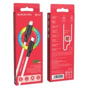 borofone bx42 encore silicone pd charging data cable usb c to lightning package white